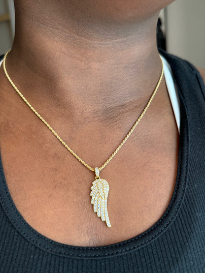 CZ Angel Wing Pendant – Gold or Silver Finish
