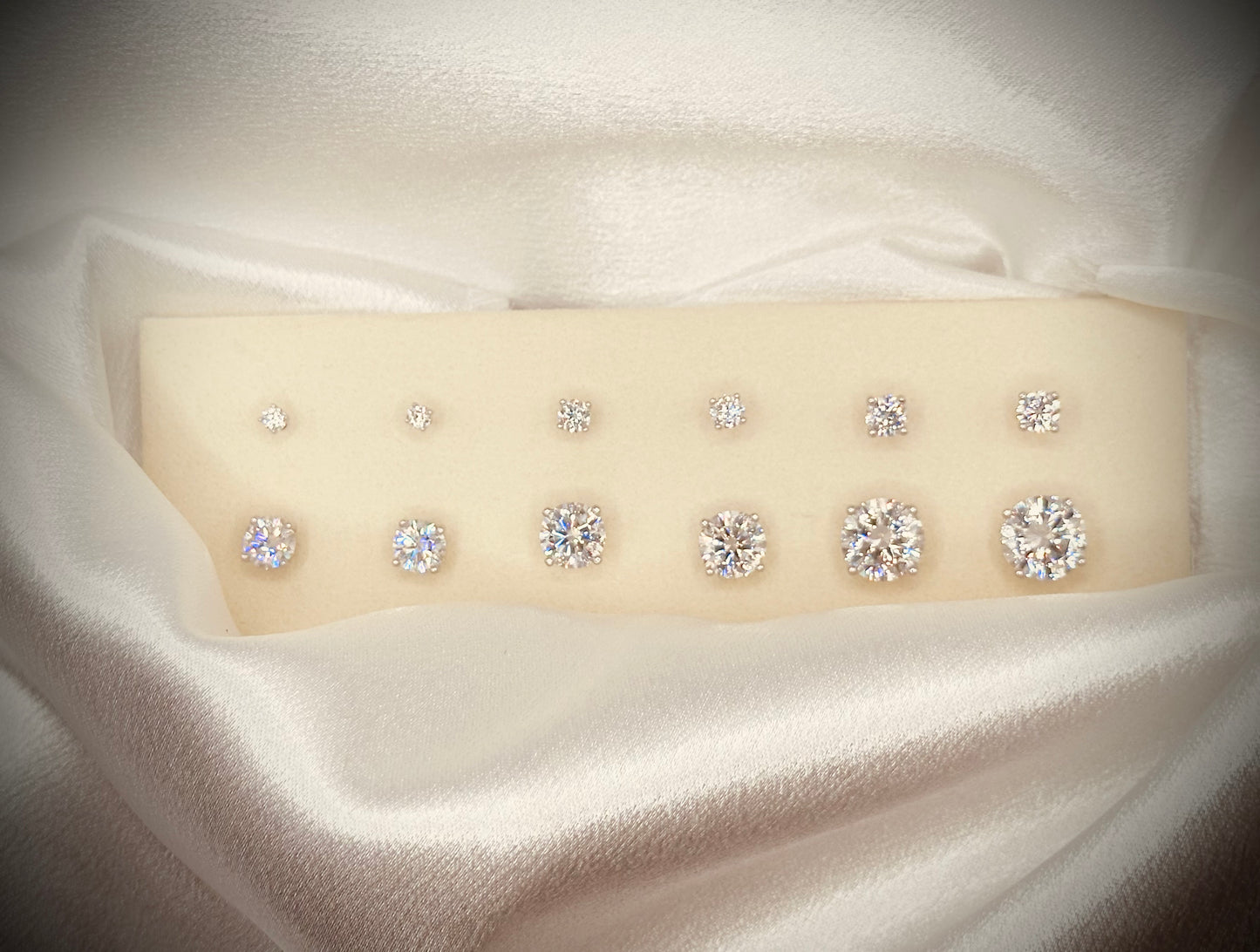 Silver Moissanite Stud Earrings all sizes 3mm to 10mm SCREW BACKS
