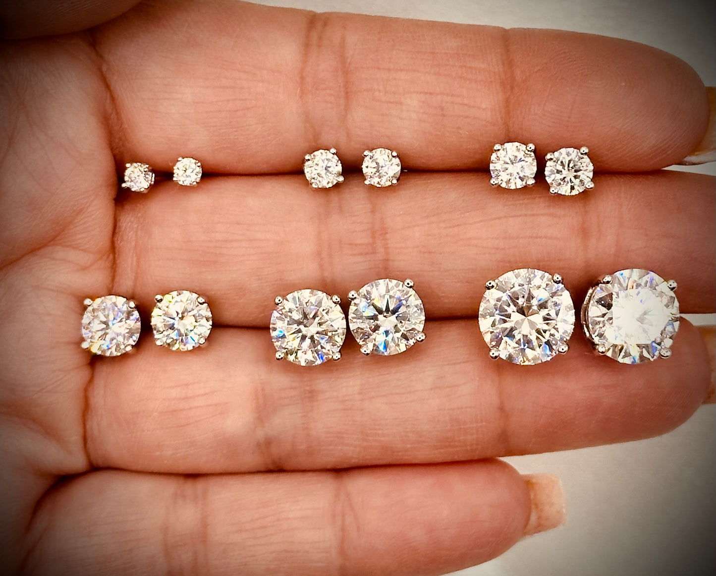 Silver Moissanite Stud Earrings all sizes 3mm to 10mm SCREW BACKS