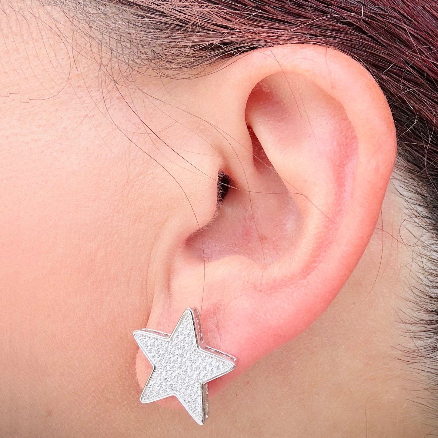 Large Star Earrings CZ, Gold or Silver
