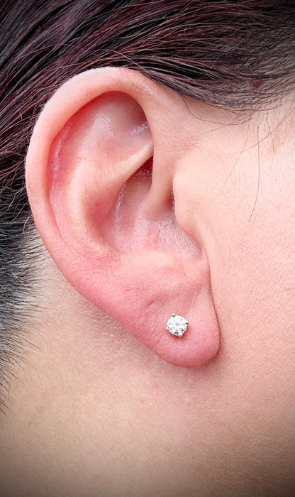 Gold Moissanite stud earrings all sizes 3 to 10mm SCREW BACKS
