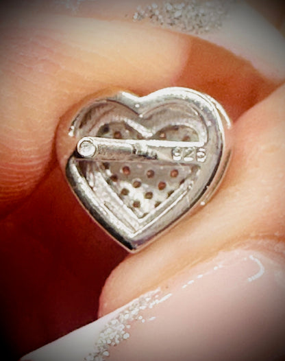 Iced Out Heart Stud Earrings – Rhodium, 14k Gold, or Rose Gold Finish