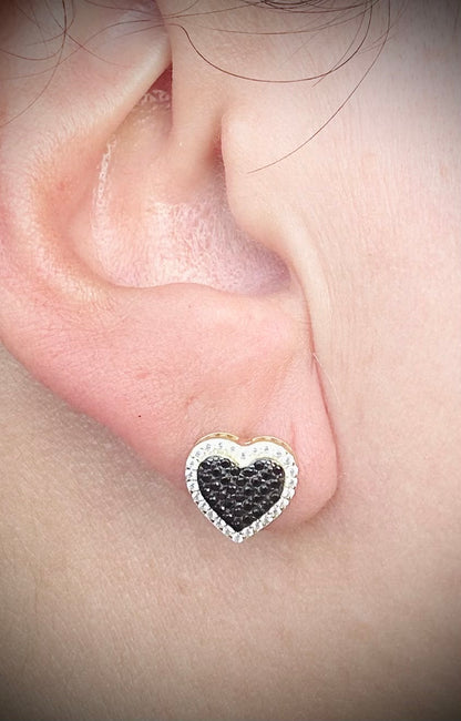 Black Ice CZ Heart Shape Earrings – Gold or Silver Finish