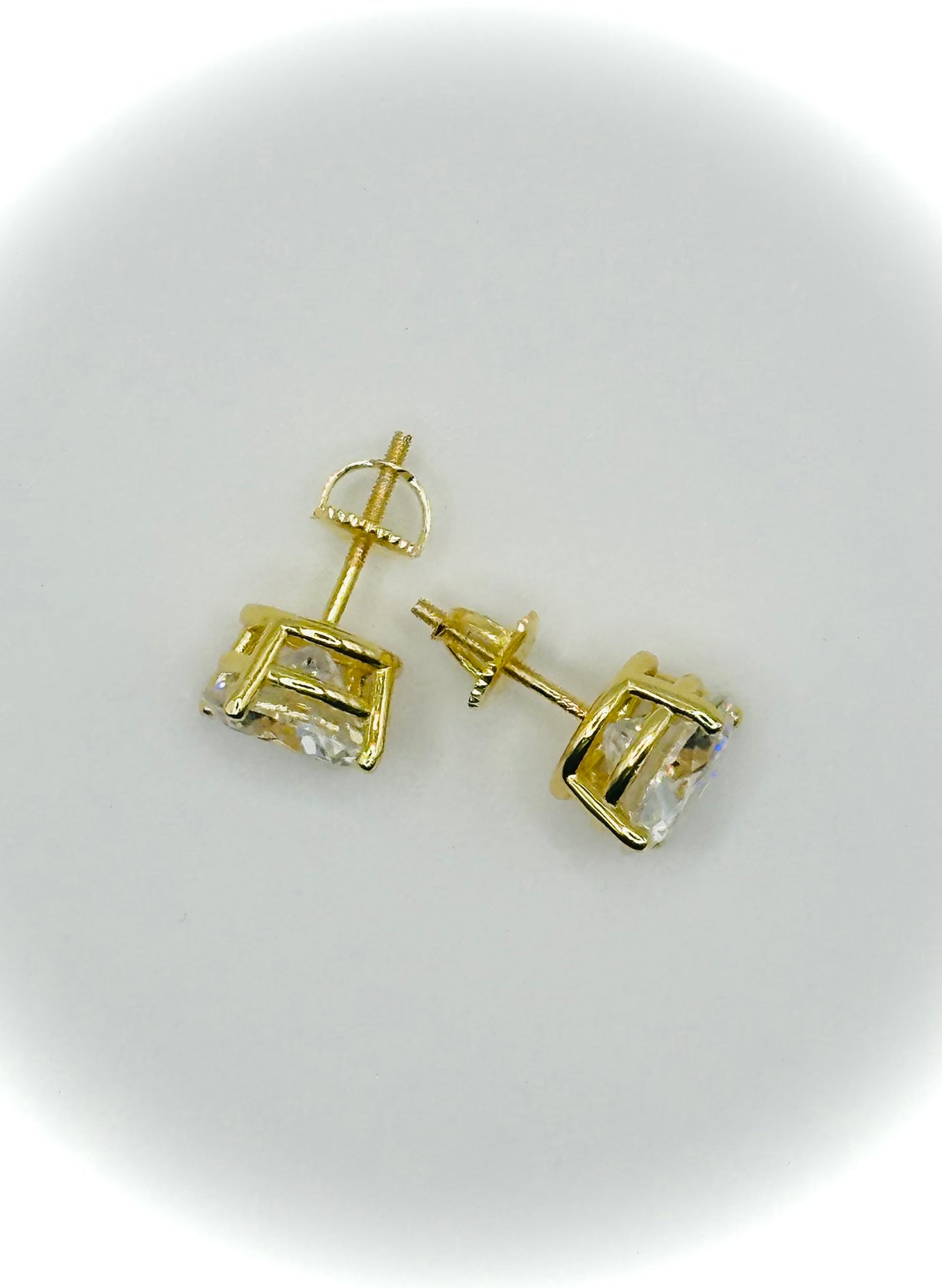 Gold Moissanite stud earrings all sizes 3 to 10mm SCREW BACKS