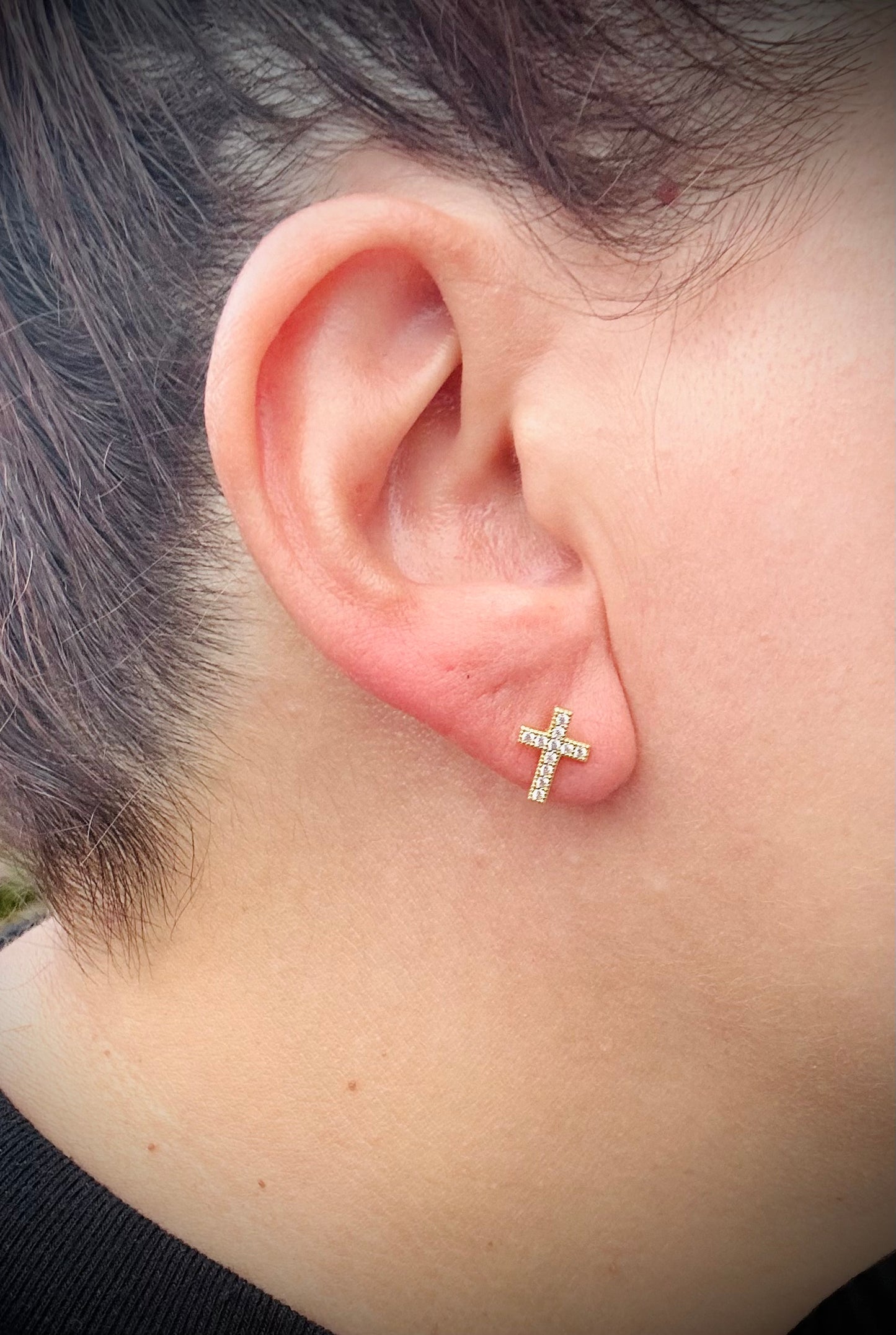 Tiny Cross Earrings – Gold or Silver