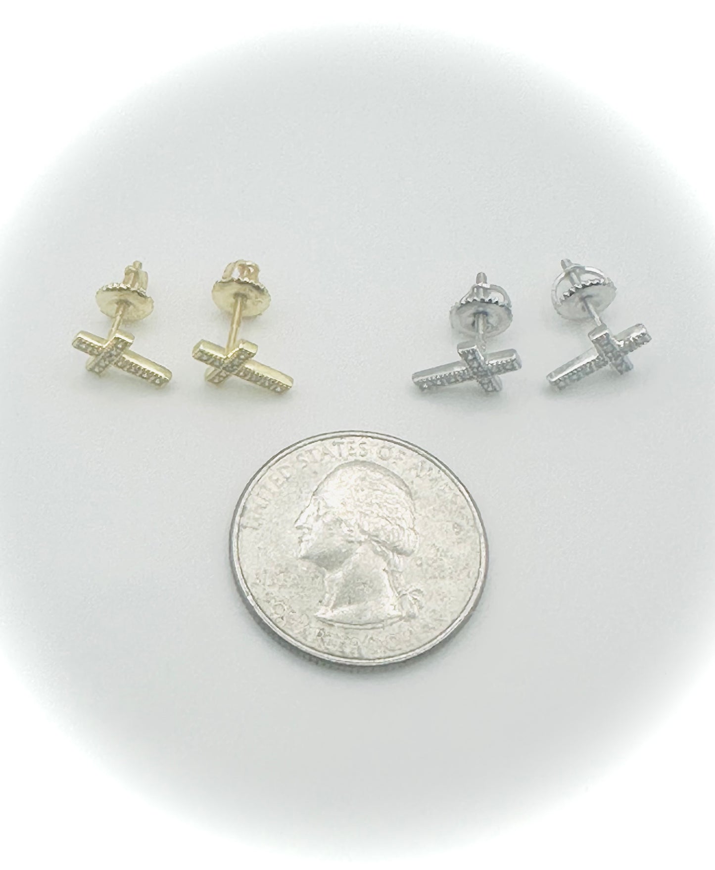 Tiny Cross Earrings – Gold or Silver