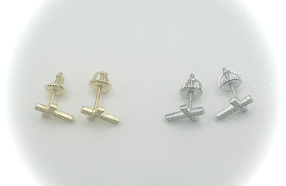 Tiny Cross Earrings – Gold or Silver