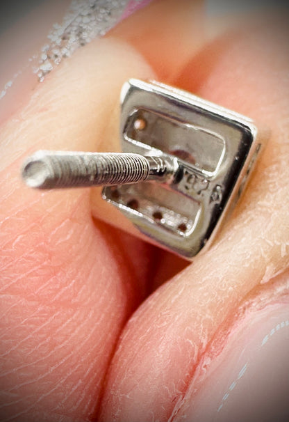 Super Iced Out Small Square Stud Earrings - Screw Back Closure