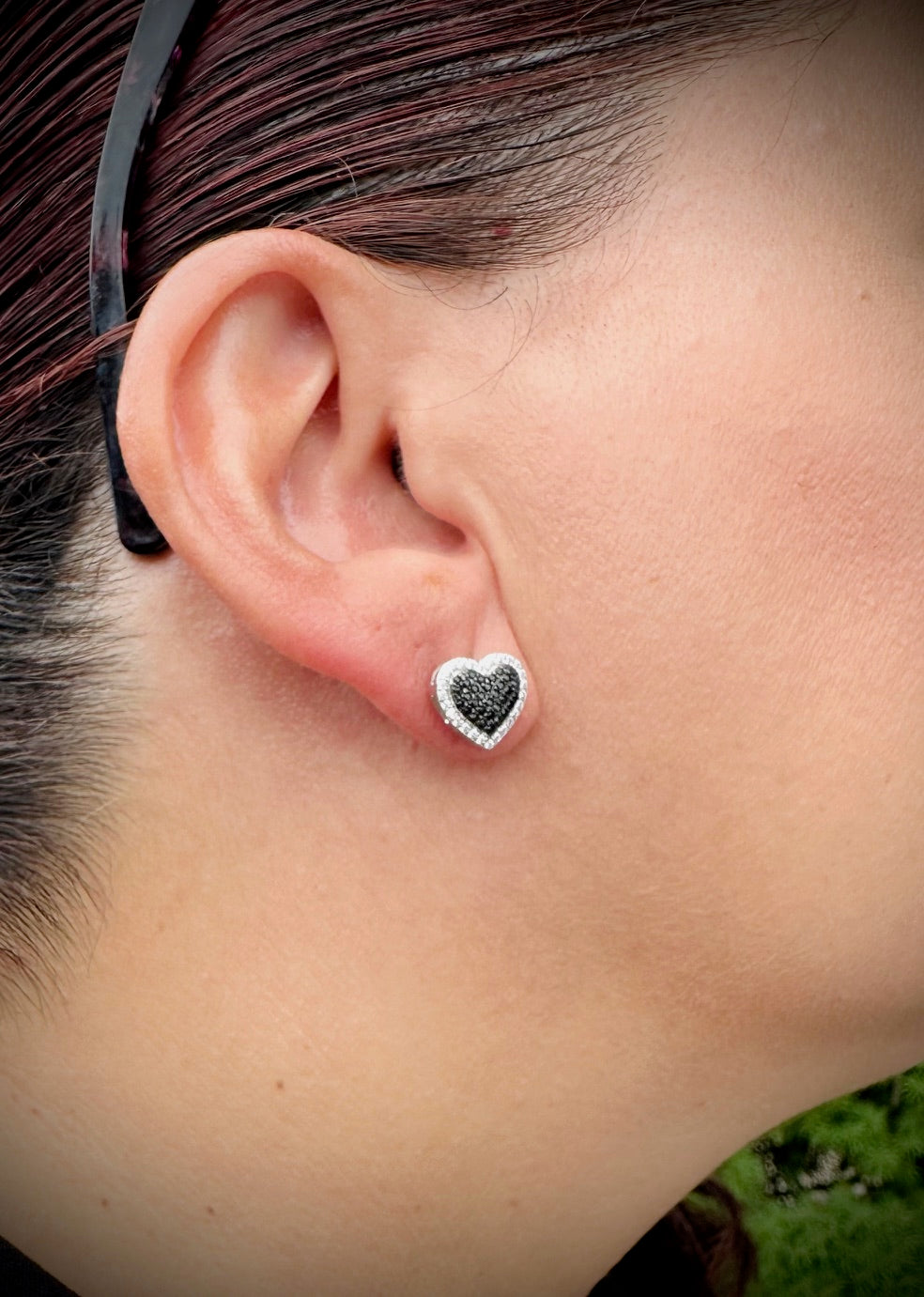 Black Ice CZ Heart Shape Earrings – Gold or Silver Finish
