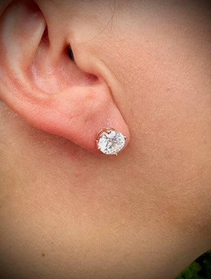 Rose Gold Moissanite stud earrings sizes 4mm to 10mm SCREW BACKS