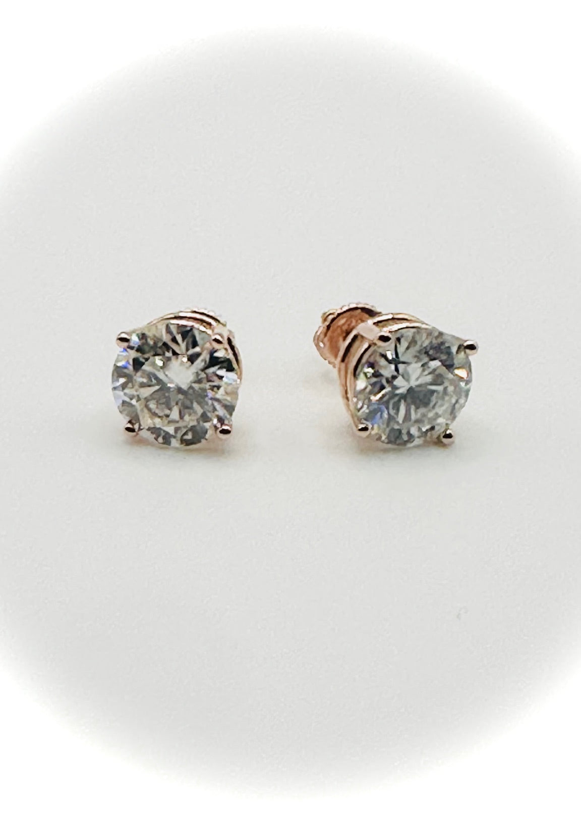 Rose Gold Moissanite stud earrings sizes 4mm to 10mm SCREW BACKS