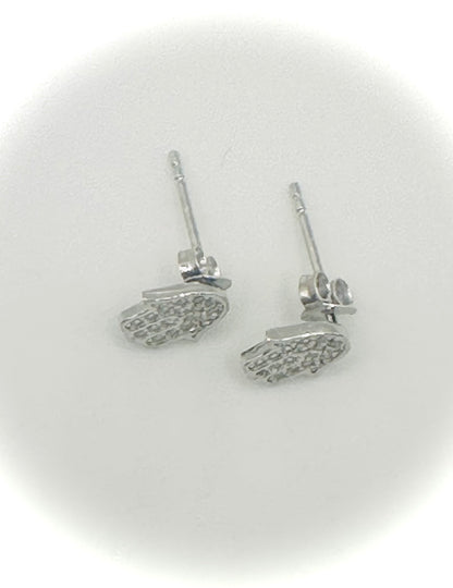 Silver Hamsa Hand Stud Earrings – Push Backs