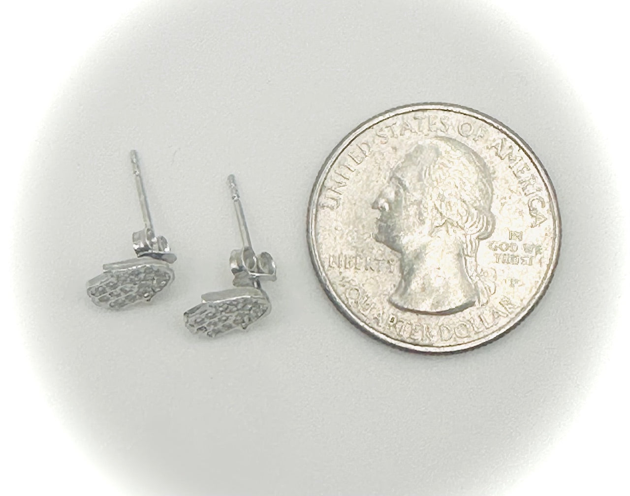 Silver Hamsa Hand Stud Earrings – Push Backs