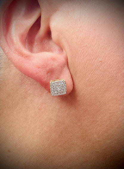 Small Square Iced Out CZ Stud Earrings – Gold or Silver