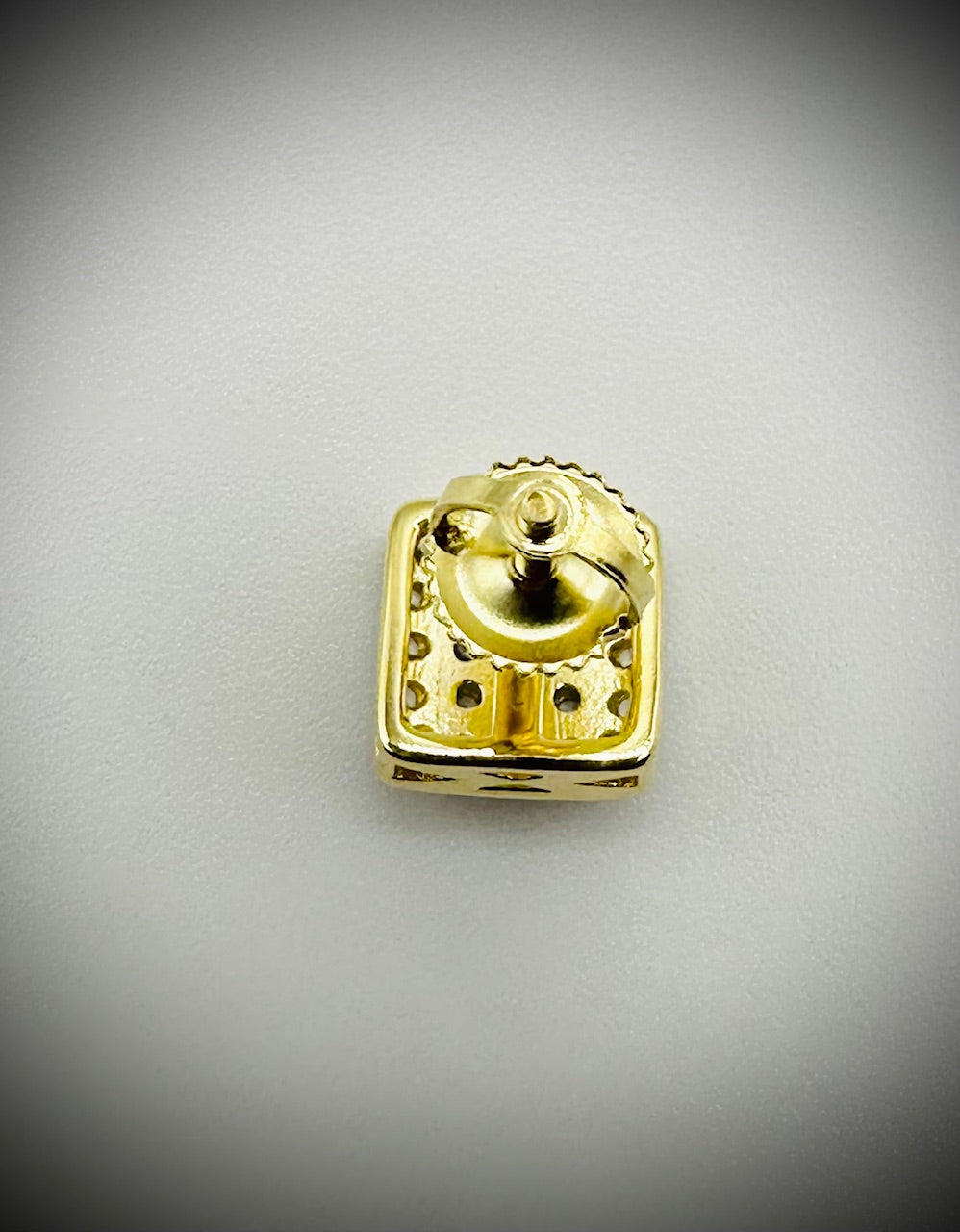 Small Square Iced Out CZ Stud Earrings – Gold or Silver