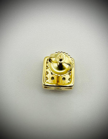 Small Square Iced Out CZ Stud Earrings – Gold or Silver