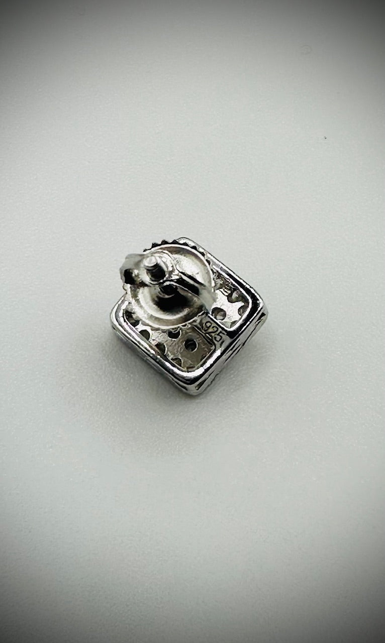 Small Square Iced Out CZ Stud Earrings – Gold or Silver
