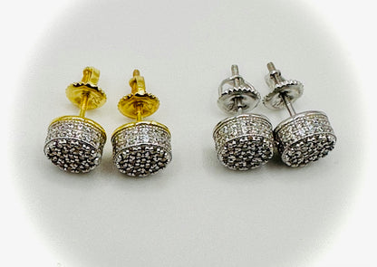 Small Round 3D Shaped Stud Earrings – Gold or Silver Finish