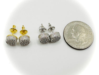 Small Round 3D Shaped Stud Earrings – Gold or Silver Finish