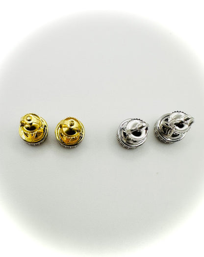 Small Round 3D Shaped Stud Earrings – Gold or Silver Finish
