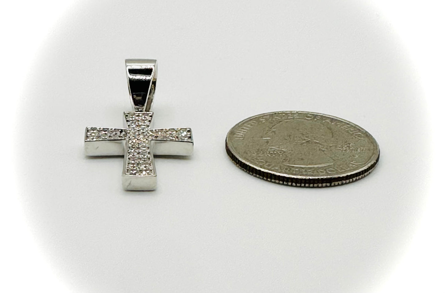 Small Rhodium Cross Pendant – Iced Out CZ