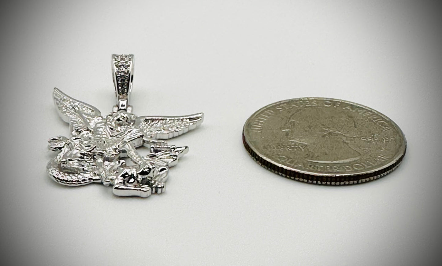 St. Michael CZ Pendant – Rhodium
