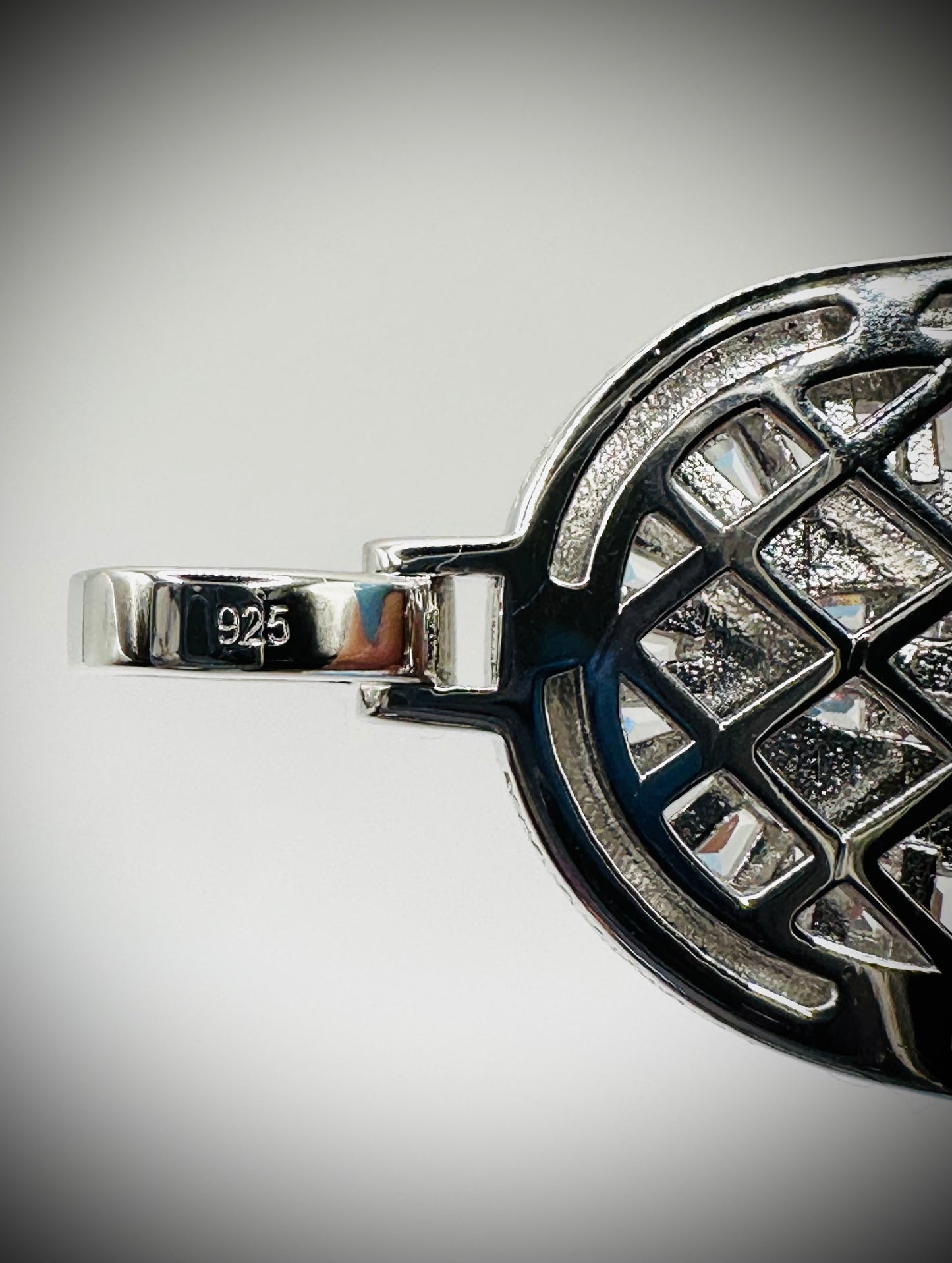 Rhodium Baguette CZ Hamsa Pendant – Iced Out Hand of God