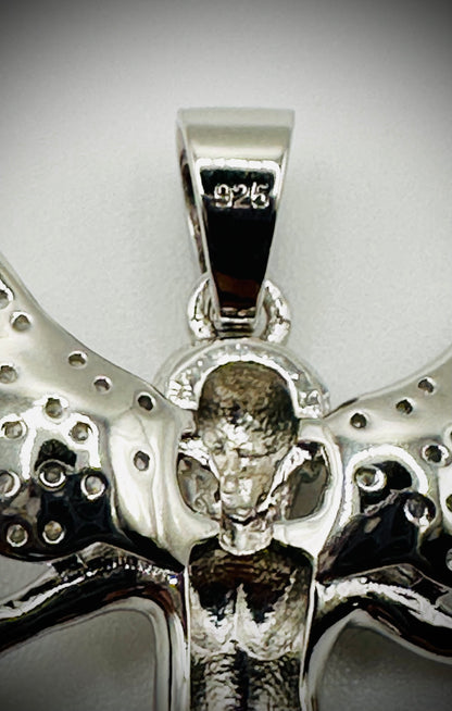 Small Rhodium CZ Cherub/Angel Pendant