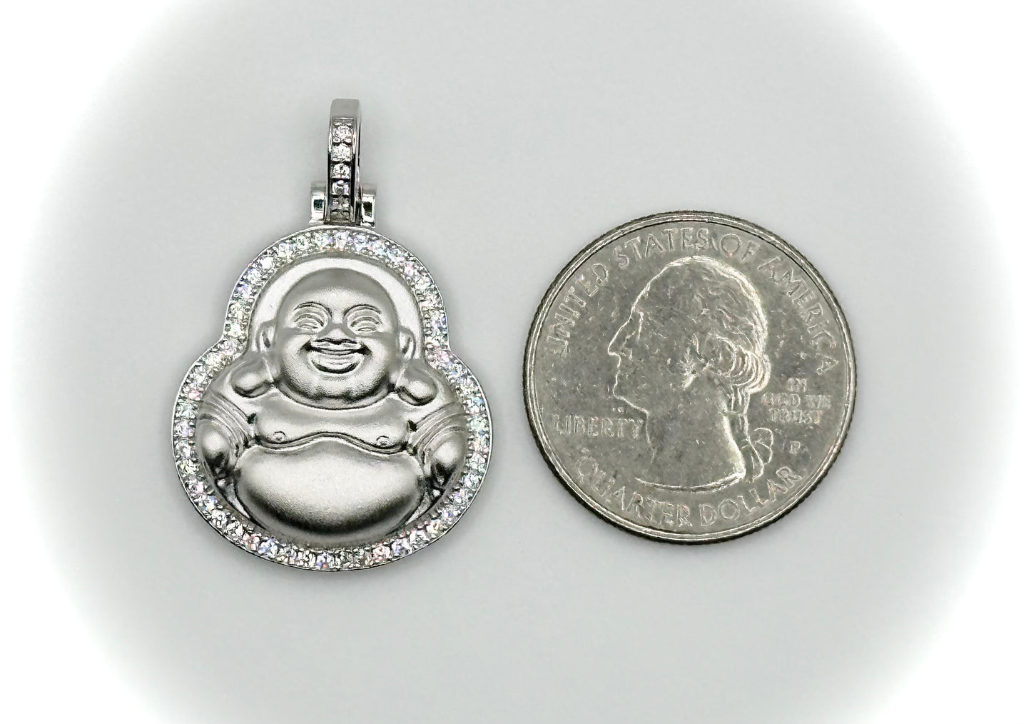 Small Sterling Silver Laughing Buddha Pendant – Matte Finish