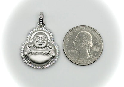 Small Sterling Silver Laughing Buddha Pendant – Matte Finish