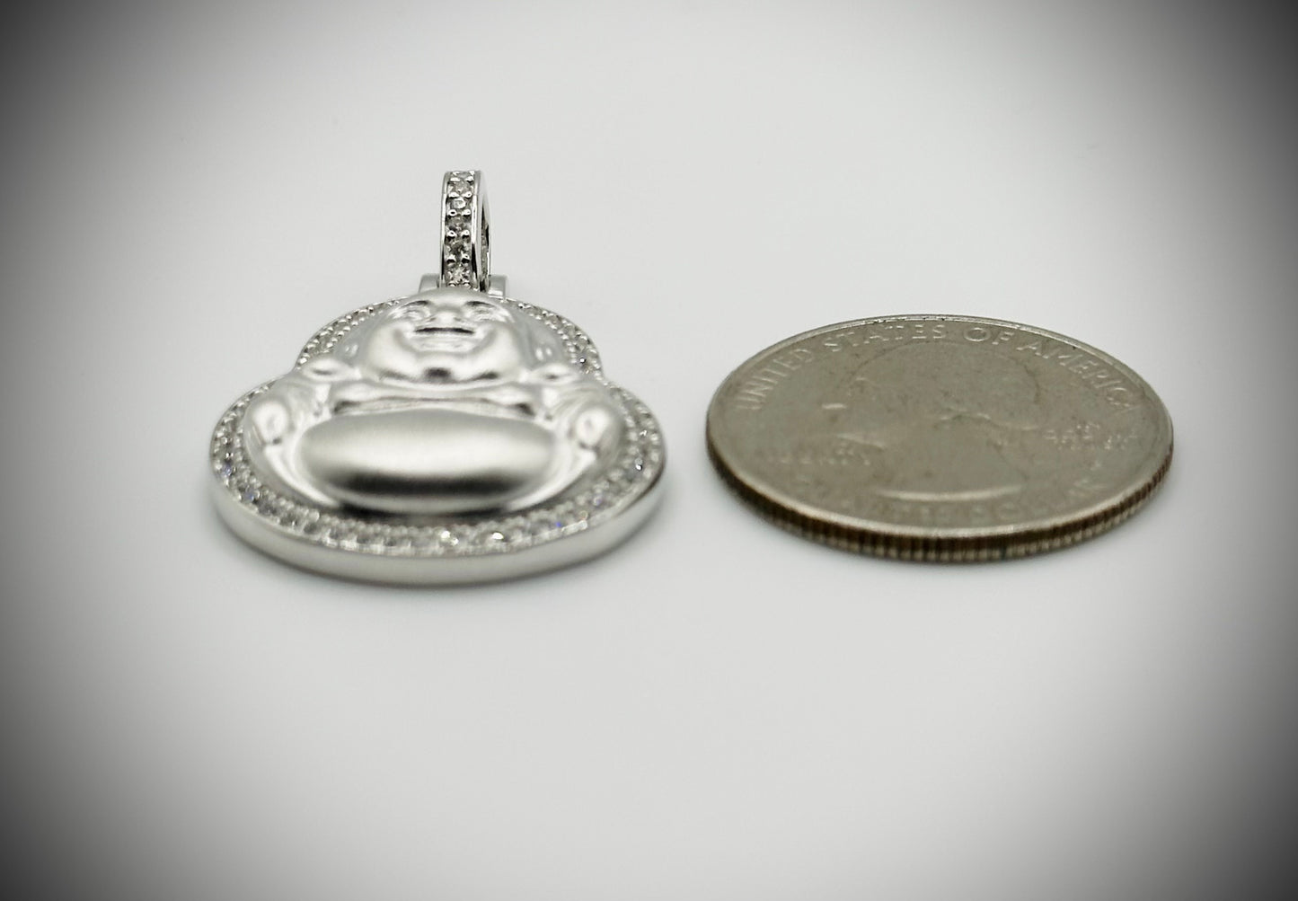 Small Sterling Silver Laughing Buddha Pendant – Matte Finish