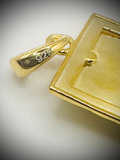 Small Two-Tone Square Jesus Pendant