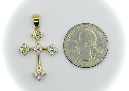 Gold Gothic Cross CZ Pendant
