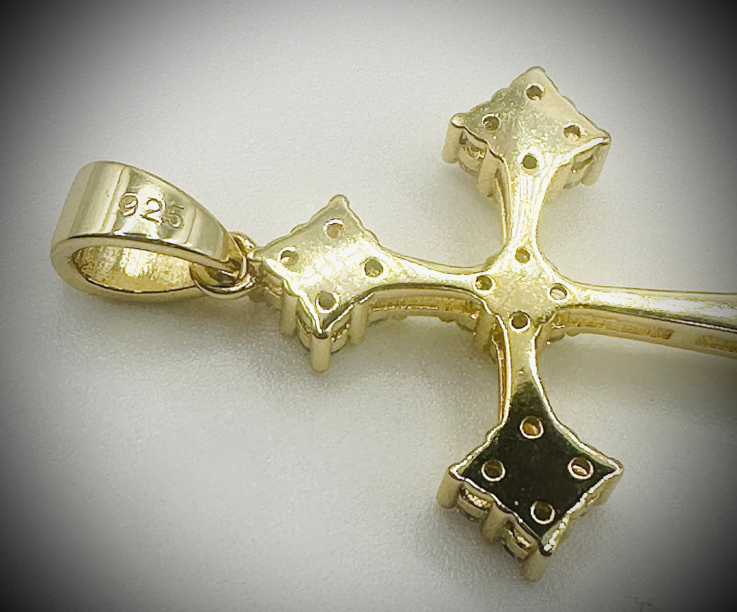 Gold Gothic Cross CZ Pendant