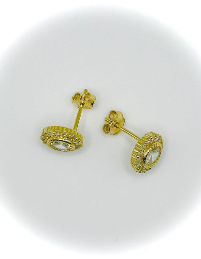Iced Out Round Stud Earrings – 3 Finishes