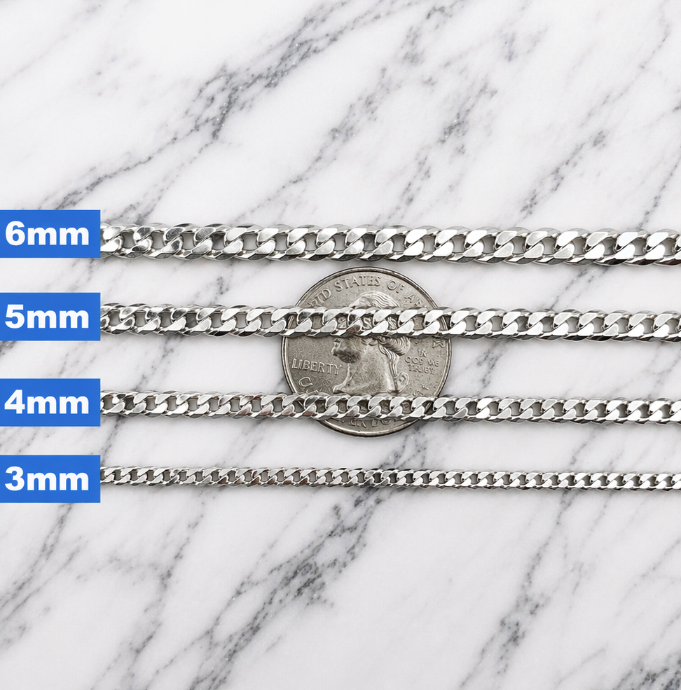 FLAT Curb Cuban Chains Solid 925 Sterling Silver 3mm to 10.5mm