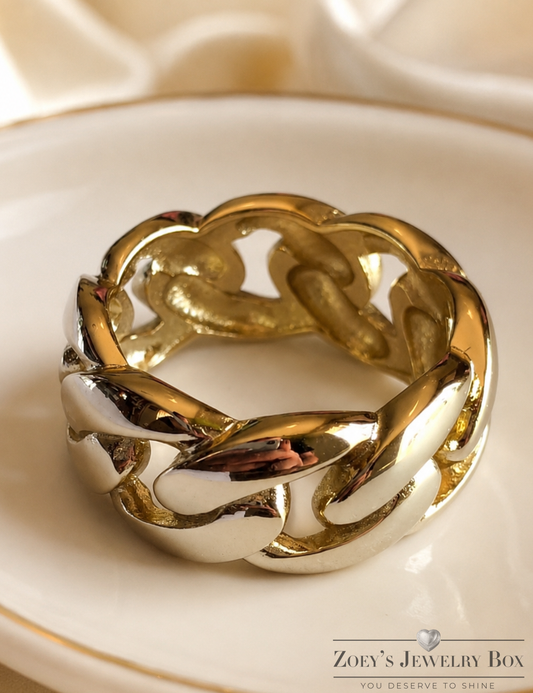 Classic Cuban Link Ring - Effortlessly Timeless - 925 Silver or 14K Gold Vermeil
