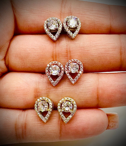 cubic zirconia teardrops studs sterling silver