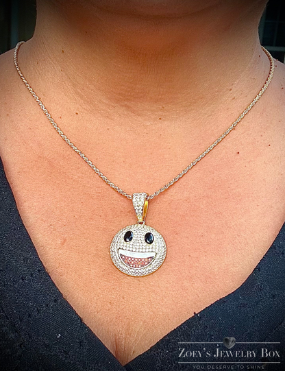 Smiley Face Emoji Pendant – Gold or Silver
