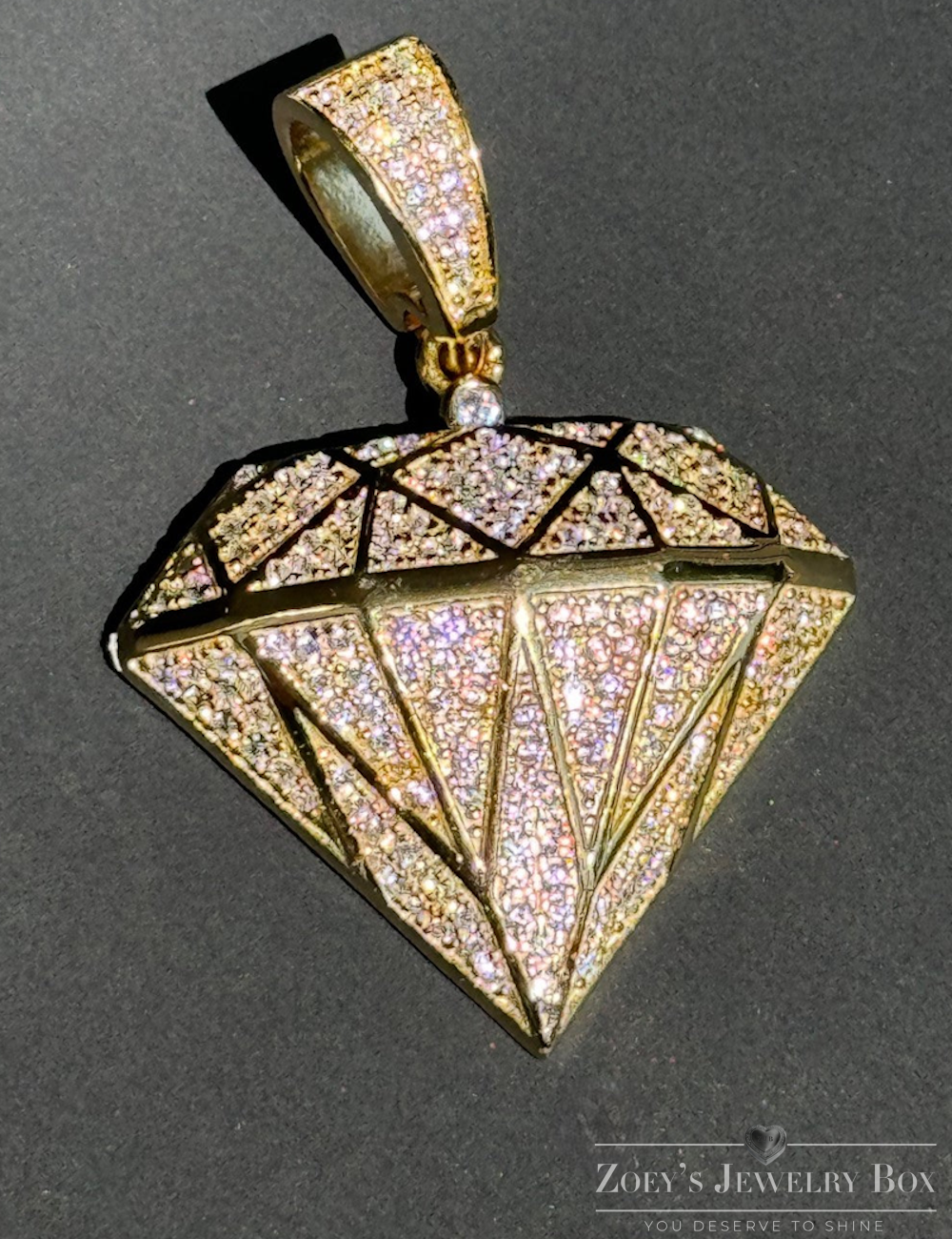Diamond Shape Bling CZ Pendant – Gold or Silver