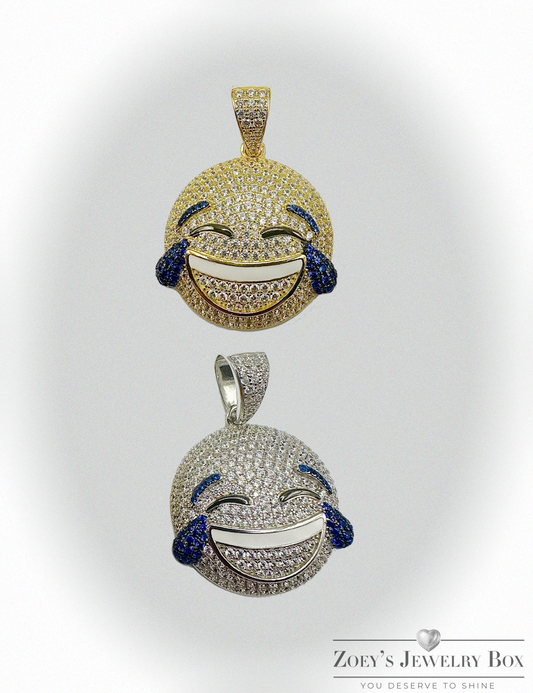 LOL Emoji CZ Pendants – Gold or Silver