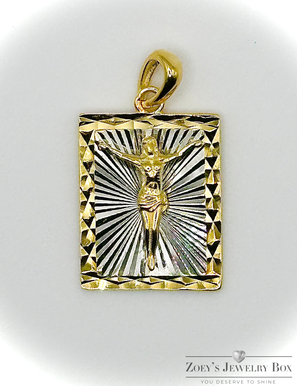 Small Two-Tone Square Jesus Pendant