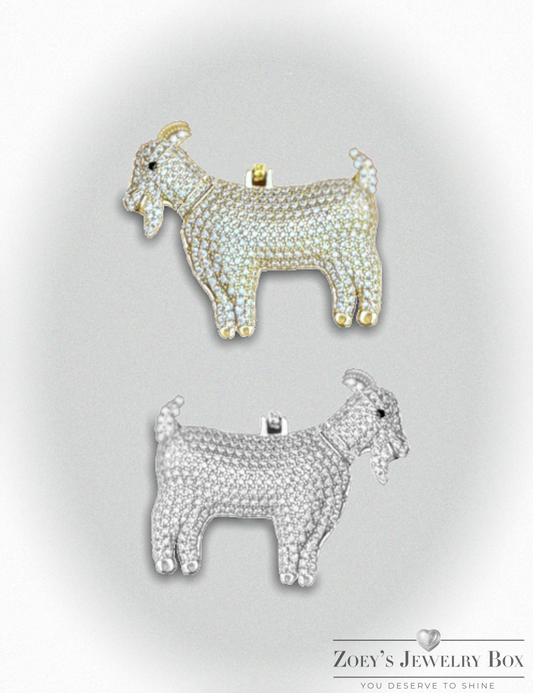 G.O.A.T. CZ Pendant – Gold or Silver