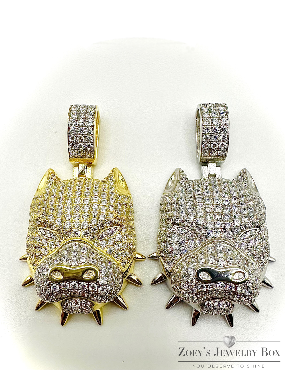 Super Iced Out Angry Pitbull Pendant – Gold or Silver