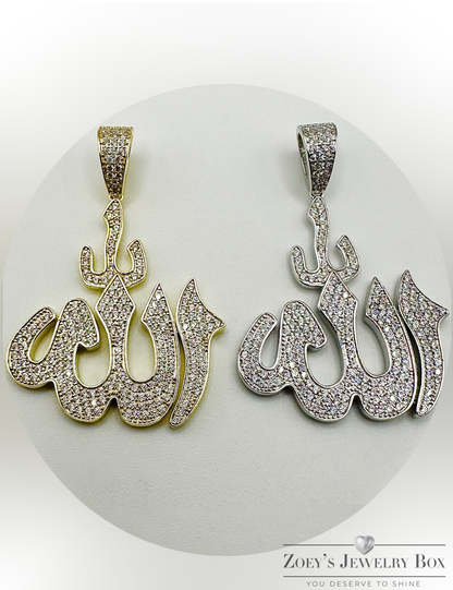 Iced Out Allah Pendant – Gold & Silver