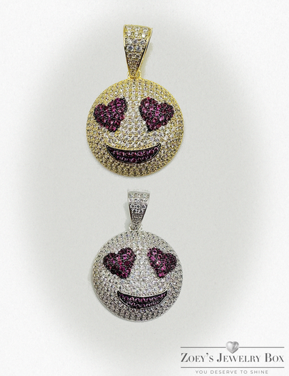 Heart Eyes Emoji Pendant – Gold or Silver