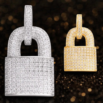 Moissanite Love Lock Padlock Pendant – Gold or Silver