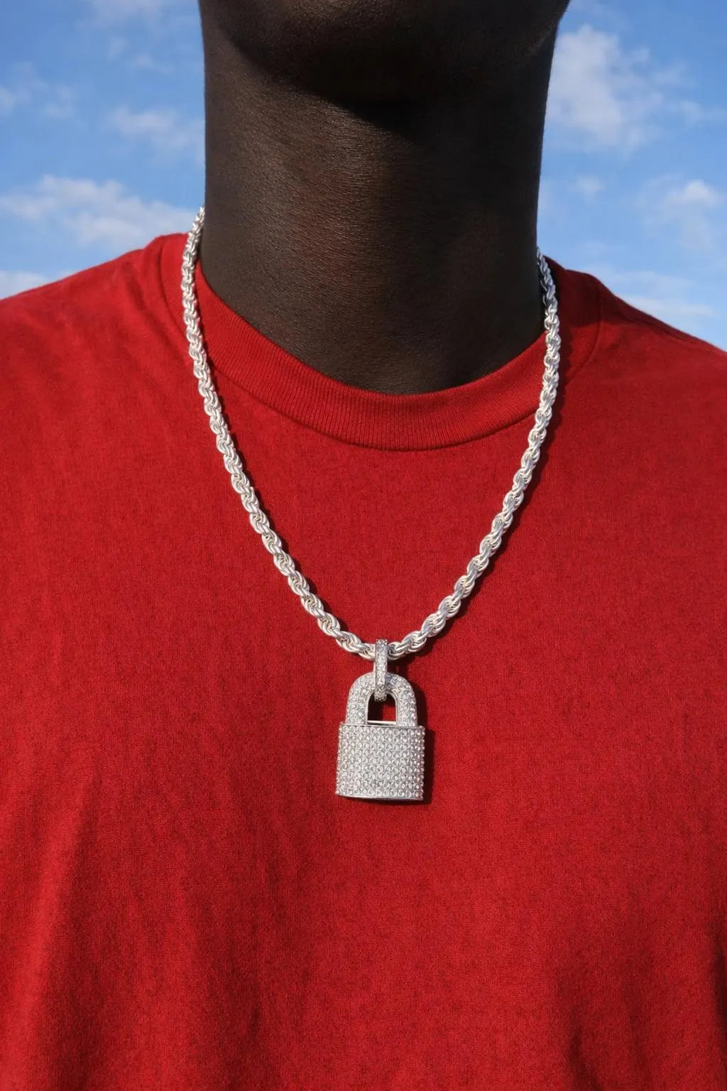 Moissanite Love Lock Padlock Pendant – Gold or Silver