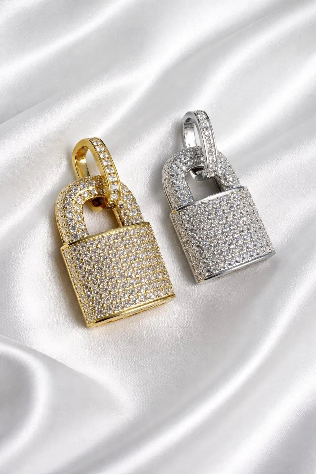 Moissanite Love Lock Padlock Pendant – Gold or Silver