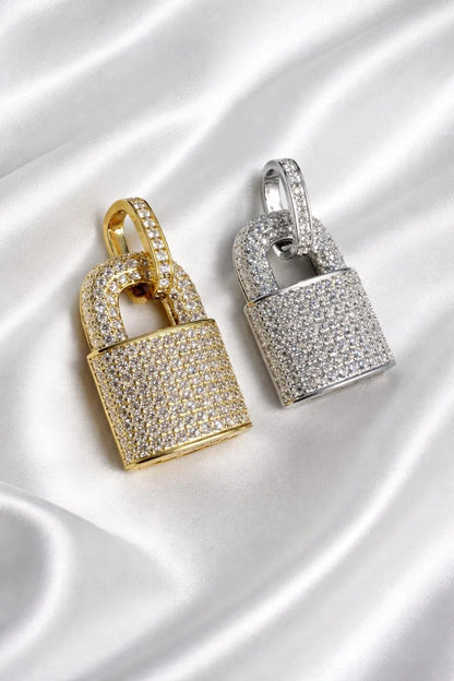 Moissanite Love Lock Padlock Pendant – Gold or Silver